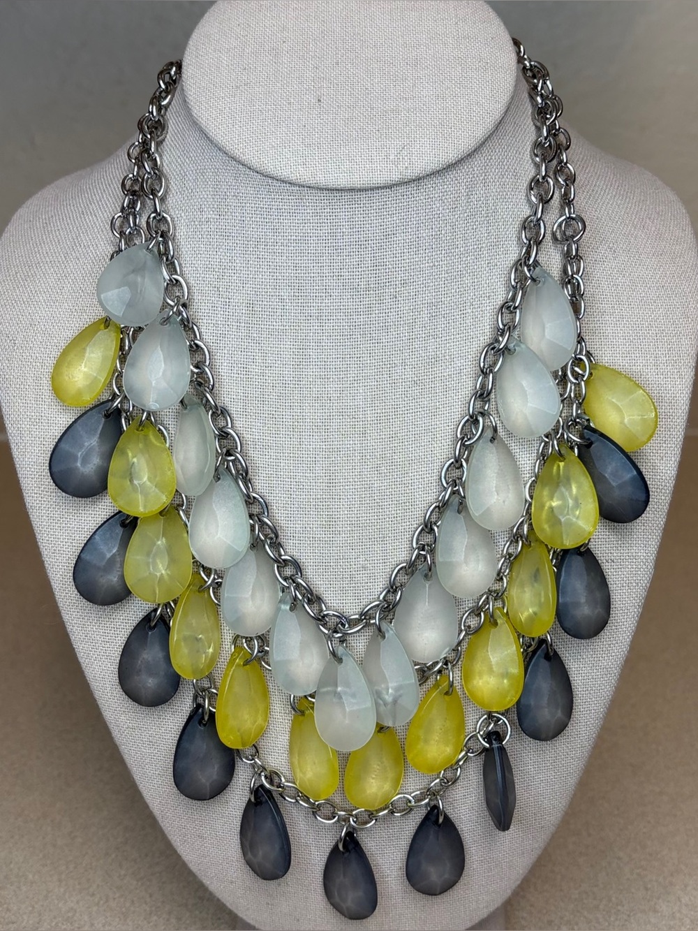 Charming Charlie Multi-Strand Faceted Teardrop Statement Necklace